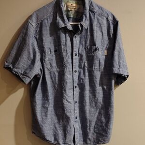 Woolrich Men's 2XL Chambray Button Down Short Sleeve Shirt